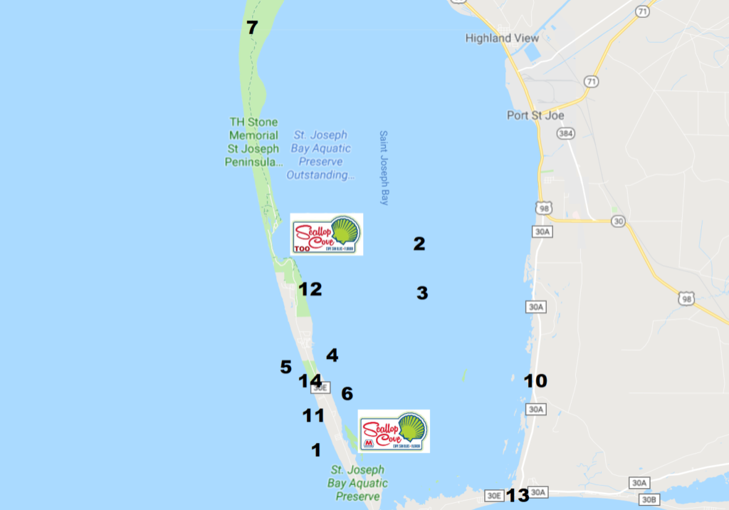 Map of things to do in Cape San Blas Florida